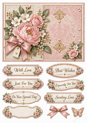 A5 Floral Birthday Quick Card Front with Sentiments 