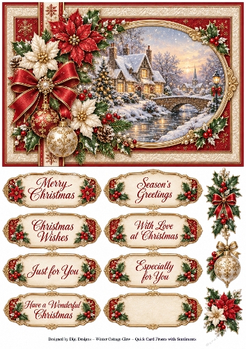 A5 Christmas Quick Card Front with Sentiments 