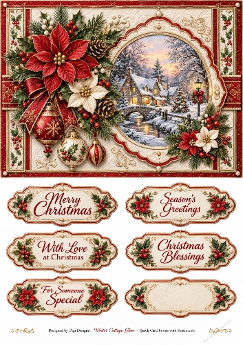 A5 Christmas Quick Card Front with Sentiments 