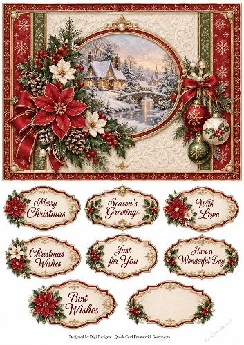 A5 Christmas Quick Card Front with Sentiments 