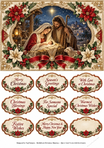 A5 Christmas Quick Card Front with Sentiments 