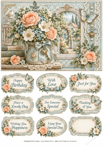 A5 Birthday Florals Quick Card Front with Sentiments