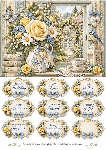 A5 Birthday Florals Quick Card Front with Sentiments