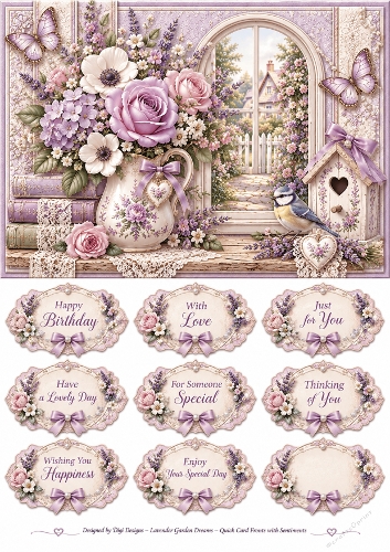 A5 Birthday Florals Quick Card Front with Sentiments