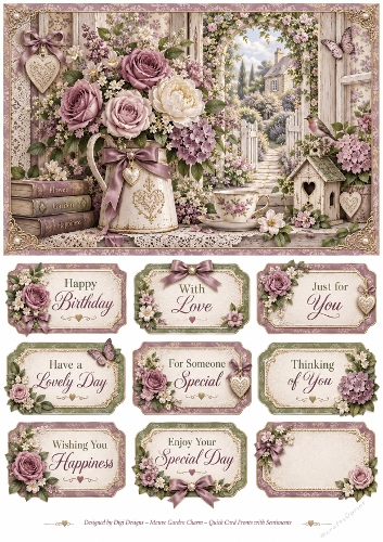 A5 Birthday Florals Quick Card Front with Sentiments