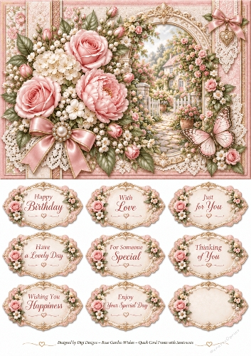 A5 Birthday Florals Quick Card Front with Sentiments