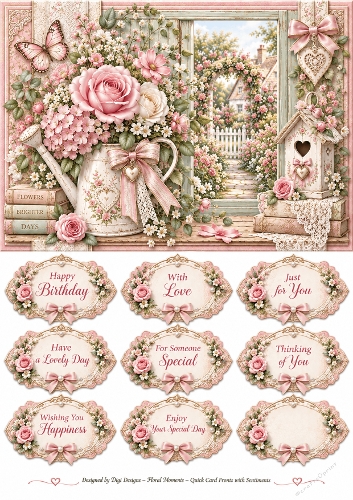 A5 Birthday Florals Quick Card Front with Sentiments