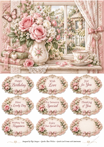A5 Birthday Florals Quick Card Front with Sentiments