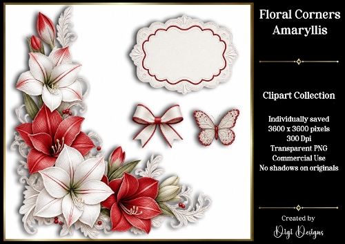 Amarylis Floral Clipart 