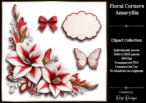 Amarylis Floral Clipart 2