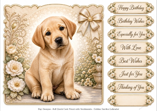 8x8 Golden Garden Labrador - Quick Card Front with Sentiment 