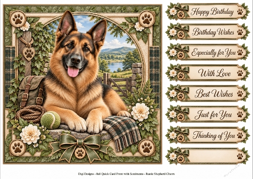 8x8 Rustic German Shepherd - Quick Card Front with Sentiment 