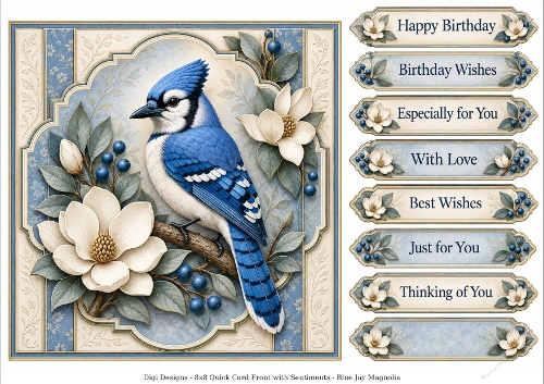 8x8 Blue Jay Magnolia - Quick Card Front with Sentiment 