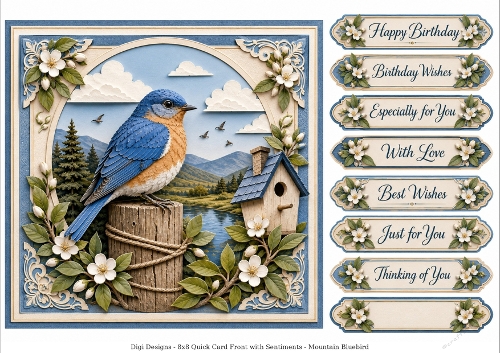 8x8 Mountain Bluebird - Quick Card Front with Sentiment 