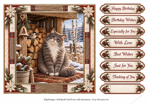 8x8 Cosy Christmas Cats 1 - Quick Card Front with Sentiment 