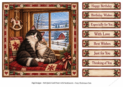 8x8 Cosy Christmas Cats 2 - Quick Card Front with Sentiment 