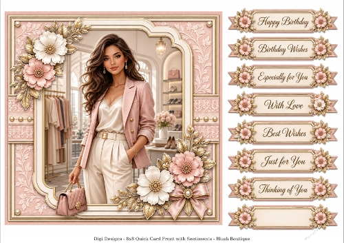 8x8 Blush Boutique  - Quick Card Front with Sentiment 