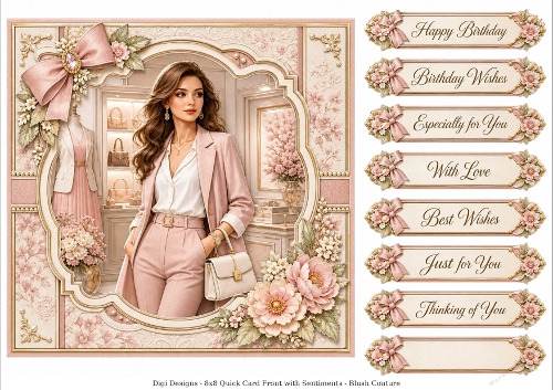8x8 Blush Couture  - Quick Card Front with Sentiment 