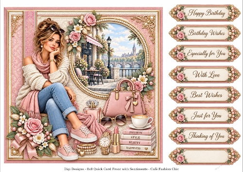 8x8 Cafe Fashion Chic  - Quick Card Front with Sentiment 