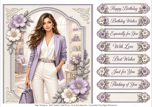 8x8 Lavender Bouqtique Elegance  - Quick Card Front with Sentiment 