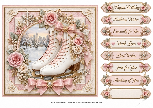 8x8 Blush Ice Skates - Quick Card Front with Sentiment 