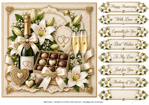 8x8 Champagne Lilys - Quick Card Front with Sentiment 