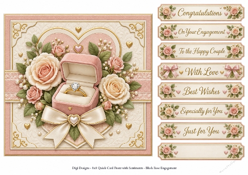 8x8 Blush Rose Engagement - Quick Card Front with Sentiment 