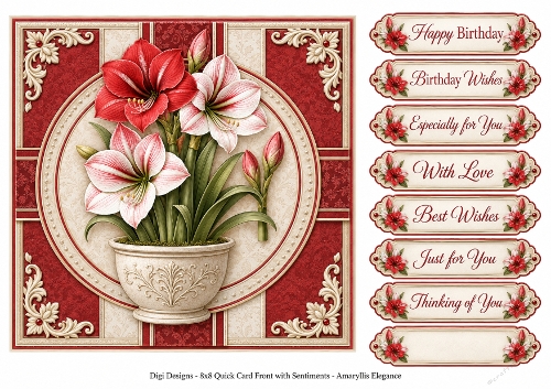 8x8 Amarylis Elegance - Quick Card Front with Sentiment 