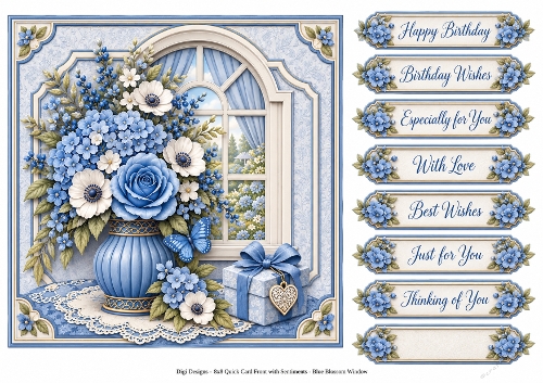 8x8 Blue Blossom - Quick Card Front with Sentiment 