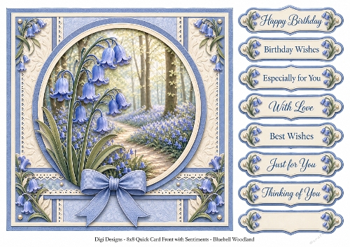 8x8 Bluebell Woodland - Quick Card Front with Sentiment 