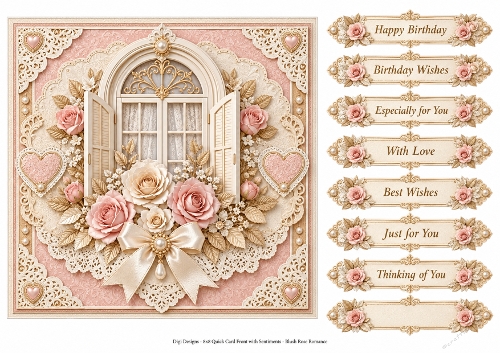 8x8 Blush Rose Romance - Quick Card Front with Sentiment 