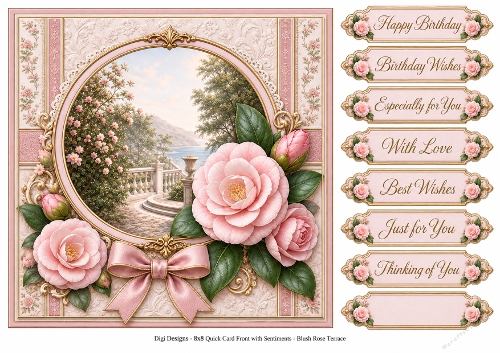 8x8 Blush Rose Terrace - Quick Card Front with Sentiment 