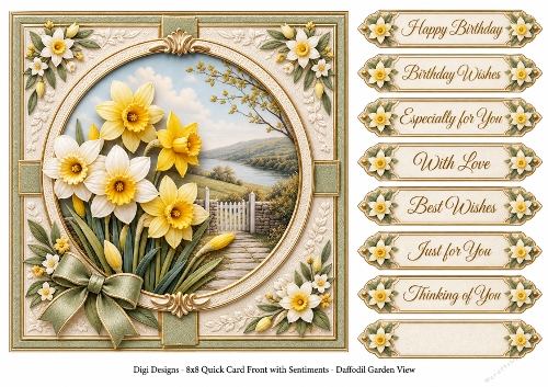 8x8 Daffodil Garden - Quick Card Front with Sentiment 