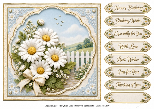 8x8 Daisy Meadow - Quick Card Front with Sentiment 