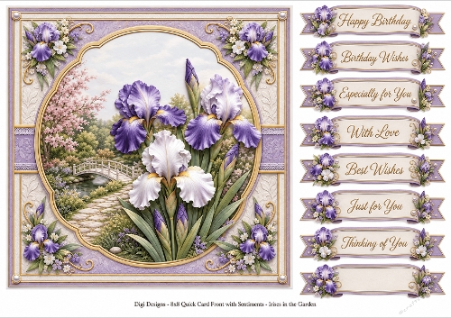 8x8 Elegant Irises Quick Card Front with Sentiment 