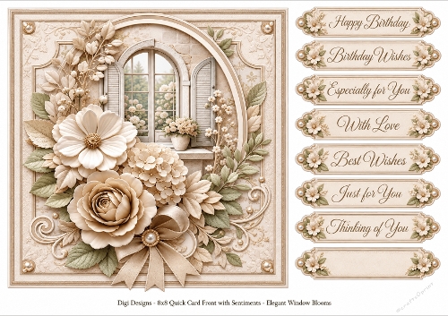 8x8 Elegant Window Blooms Quick Card Front with Sentiment 