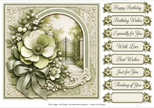 8x8 Garden Gate Elegance Quick Card Front with Sentiment 