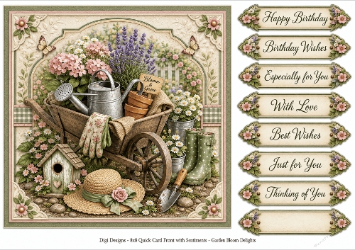 8x8 Garden Bloom 1 Quick Card Front with Sentiment 