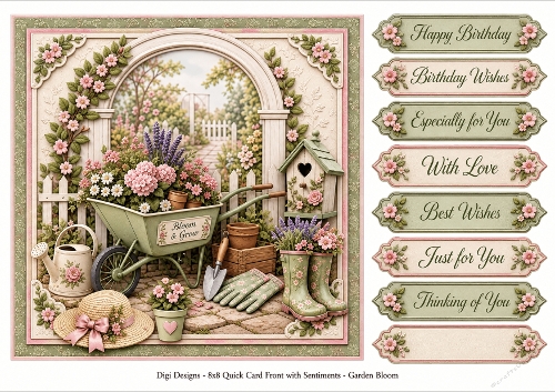 8x8 Garden Bloom 2 Quick Card Front with Sentiment 