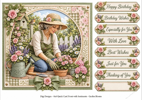 8x8 Garden Blooms Quick Card Front with Sentiment 