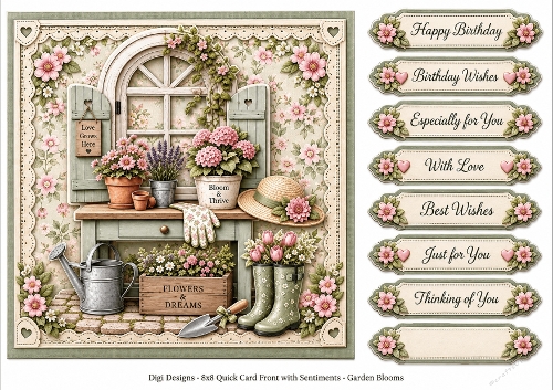 8x8 Garden Blooms 3 Quick Card Front with Sentiment 