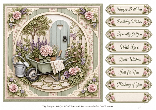 8x8 Garden Gate Treasures Quick Card Front with Sentiment 