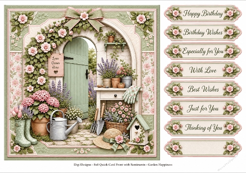 8x8 Garden Happiness Quick Card Front with Sentiment 