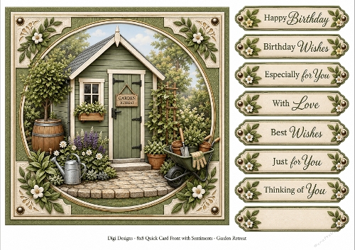 8x8 Garden Retreat Quick Card Front with Sentiment 
