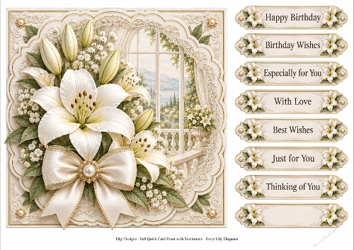 8x8 Ivory Lily Elegance Quick Card Front with Sentiment 