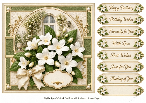 8x8 Jasmine Elegance Quick Card Front with Sentiment 