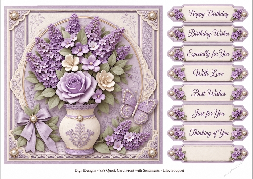 8x8 Lilac Bouquet Quick Card Front with Sentiment 