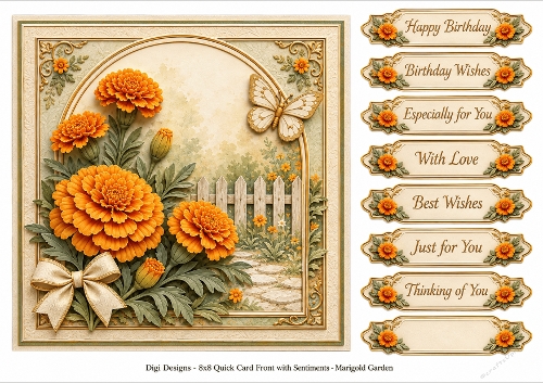 8x8 Marigold Garden Quick Card Front with Sentiment 