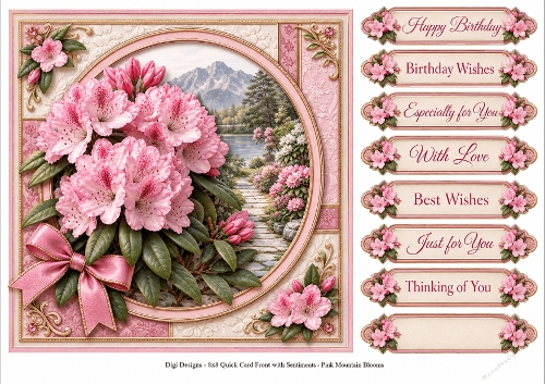 8x8 Pink Mountain Blooms Quick Card Front with Sentiment 