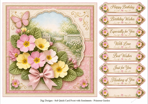 8x8 Primrose Garden Quick Card Front with Sentiment 